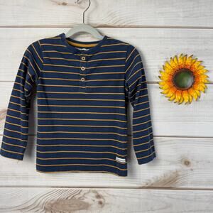 RUGGEDBUTTS Navy Blue Stripe Henley Long Sleeve Shirt Kids Size 4T